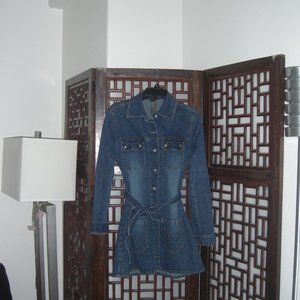 DENIM BELTED LONG JACKET / DRESS, BISSOU BISSOU